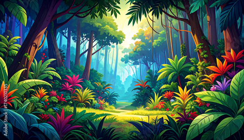 Lush Tropical Forest Illustration