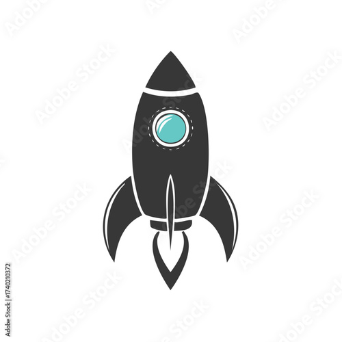 Stylized Rocket Ship Launching Illustration Symbolizing Startup Growth and Space Exploration