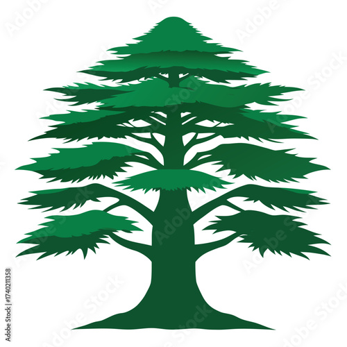 Ancient Cedar of Lebanon with a massive, irregular, spreading form and tiered horizontal branches, a symbol of majesty and longevity.