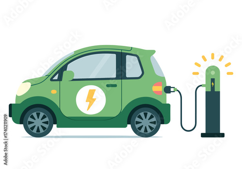 Electric Car Charging Station Illustration