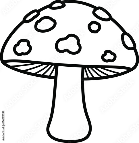 Simple outline drawing of a mushroom with spots on cap