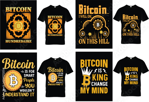 Bitcoin Crypto Typography T Shirt Design Set