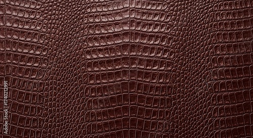 Luxurious Dark Brown Crocodile Leather Texture Background.