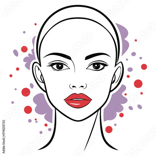 Elegant face chart for makeup artists, isolated on white background, perfect for cosmetic tutorials and beauty demonstrations