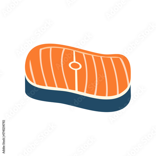 Bright Graphic Cut of Salmon Fresh Seafood Fish fillet Slice for Cooking Isolated