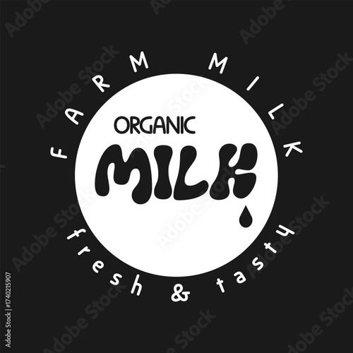 The design features a circular logo highlighting organic farm milk. It emphasizes freshness and taste, appealing to consumers who prioritize homemade and eco-friendly options.