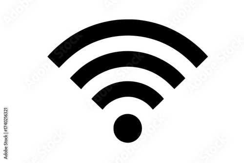 Black Vector Silhouette: Wi-Fi Signal Symbol with Rings	