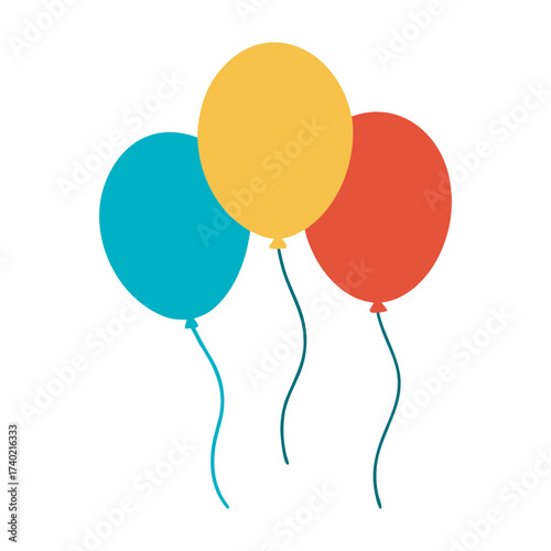 Bunch of balloons in cartoon flat style isolated
