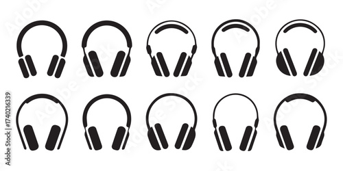 over-ear headphone icons collection vector silhouettes ai eps jpeg png perfect for app ui and logos