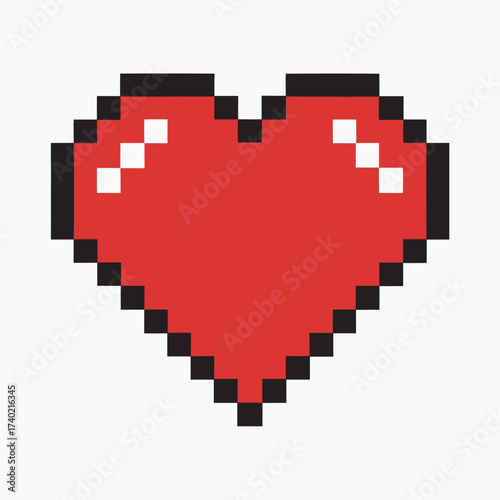 Pixel heart icon. Vector graphic illustration. Isolated object