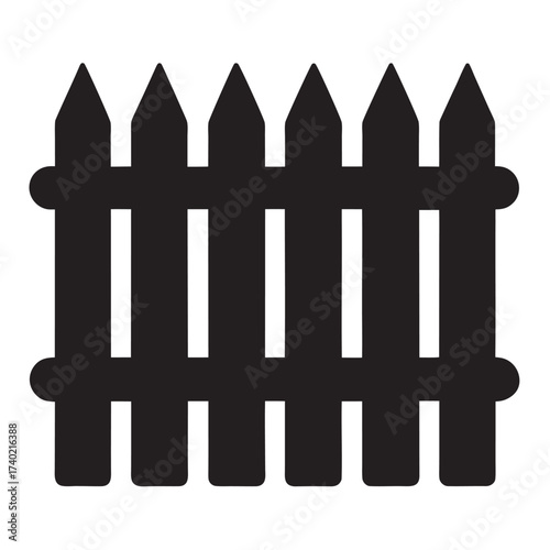 Fence icon Black silhouette Front view Vector simple flat graphic illustration