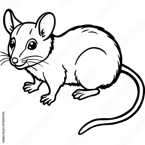 Minimalist Dormouse Line Art Vector Illustration on White Background