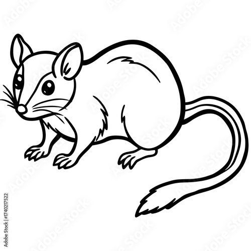Minimalist Dormouse Line Art Vector Illustration on White Background