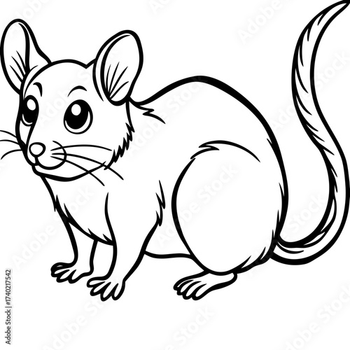 Minimalist Dormouse Line Art Vector Illustration on White Background