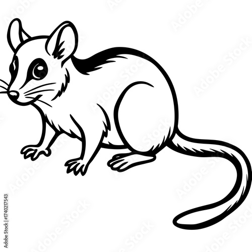 Minimalist Dormouse Line Art Vector Illustration on White Background