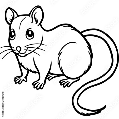 Minimalist Dormouse Line Art Vector Illustration on White Background
