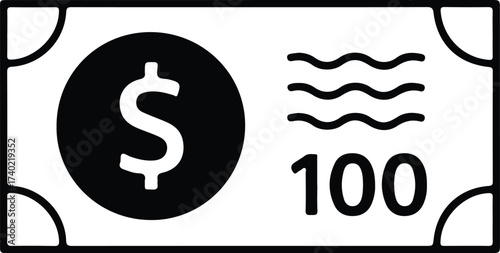 One Hundred Dollar Note: Illustrative representation of a crisp one hundred-dollar note, emphasizing American currency for financial and commercial concepts.