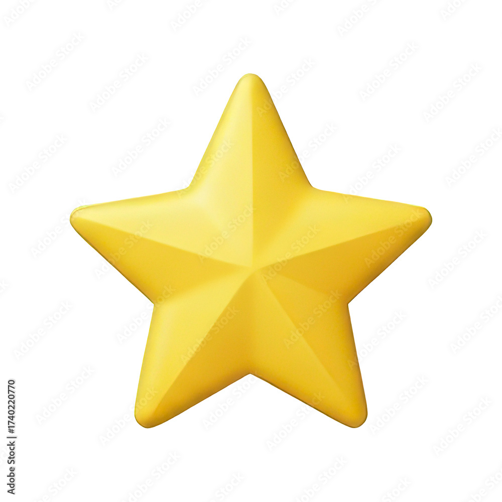 Fototapeta premium golden five-pointed star icon with smooth 3d shading and highlights, minimal vector design representing achievement, excellence, or rating