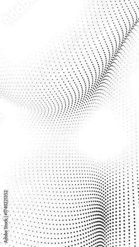 Dynamic minimalist dot pattern a captivating interplay of light and shadow forming a futuristic and sleek abstract wave creating a sense of depth and movement