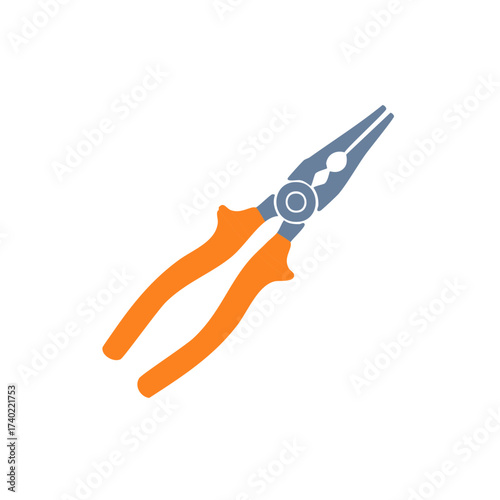 Isolated Pliers Illustration with Orange Handle for Maintenance and Repair