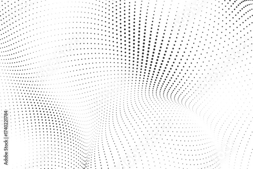 Dynamic minimalist abstract with an intricate grid of grey dots forming a captivating undulating surface a modern digital design that conveys precision and fluid motion