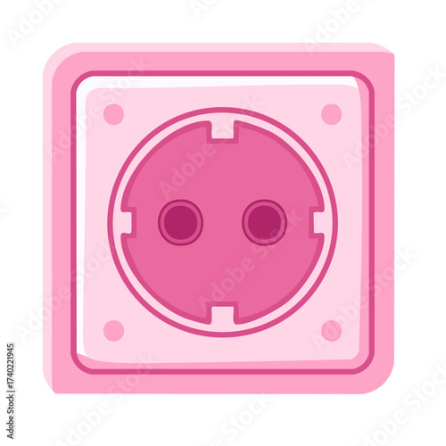Stylized Pink European Power Outlet Vector Graphic Illustration