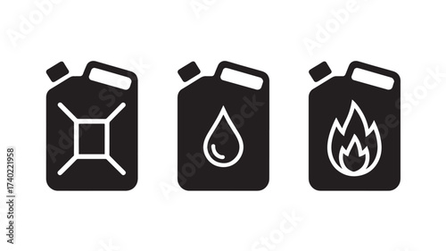 Set of fuel canister icons simple flat vector design elements isolated on white background for web and mobile apps