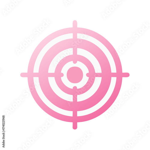 Pink target symbol with gradient highlights and clean design representing focus and accuracy