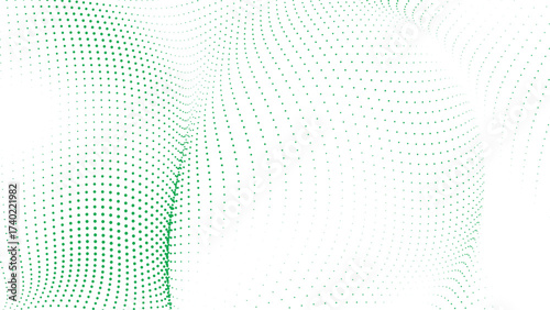 dynamic green dot pattern creating an intricate abstract wave on a pristine white backdrop a captivating digital artwork showcasing vibrant movement and contemporary design