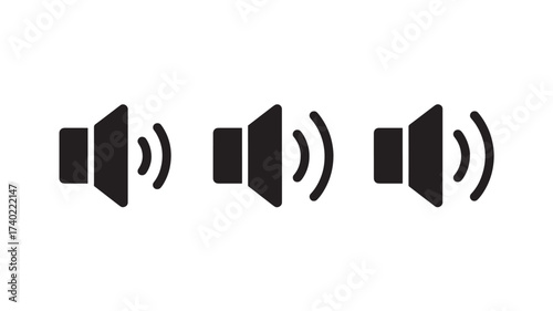 Set of sound volume icons simple flat vector design element for user interface isolated on white background