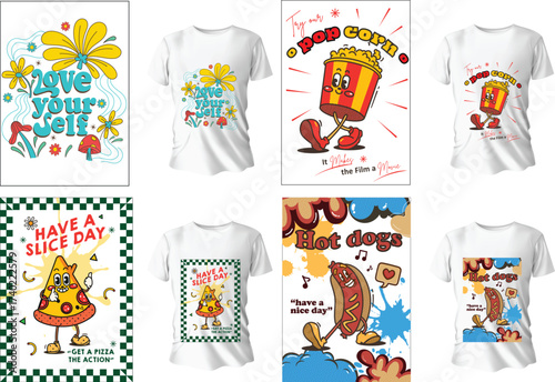 Playful Retro Cartoon T Shirt Design Pack