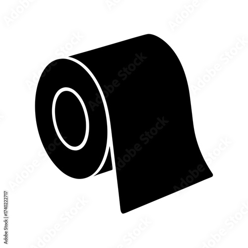 Toilet Paper Roll Silhouette Vector Flat Clean Illustration