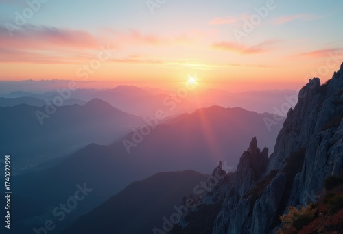 Breathtaking Sunrise Mountain Viewpoint Scenic Landscape Peaceful Morning Horizon