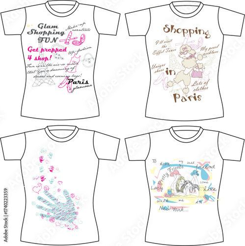 Trendy Fashion Shopping T Shirt Vector Set