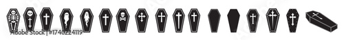 a set of coffin icon vector silhouette black colour silhouette, white background