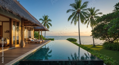 Wallpaper Mural Tranquil pool house overlooking ocean Torontodigital.ca