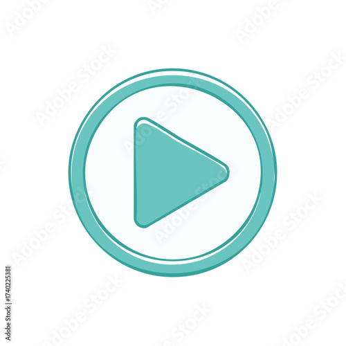 Turquoise play button icon with rounded edges, representing media playback and starting a video