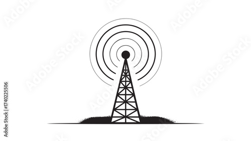 Radio tower vector illustration minimalist flat design icon isolated on white background for telecommunications and broadcasting