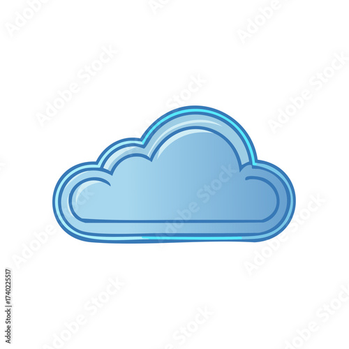 Stylized blue cloud with outline and gradient effect