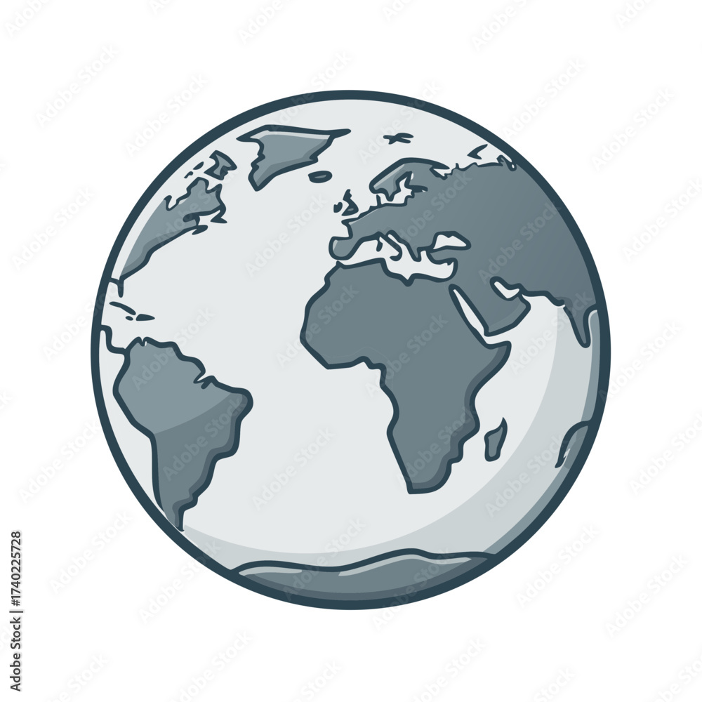 Fototapeta premium Stylized Cartoon Earth Globe with Continents like Europe Africa and South America Simple Flat Design
