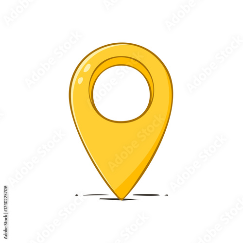 Vibrant yellow map pin icon representing location or place