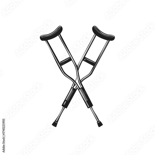 Illustration of medical crutches. Isolated vector graphic of mobility assistance aids.