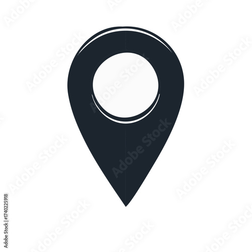 Vector graphic of a location pin marker in dark blue color isolated