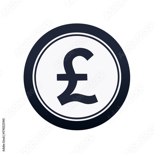 British Pound Coin with the symbol inside, UK Currency and Finance Icon