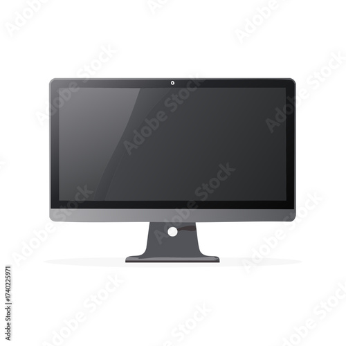 Modern all in one desktop computer monitor with a black screen