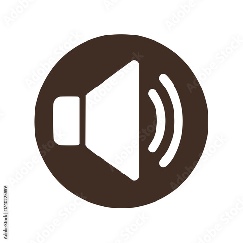 Speaker Volume Symbol: Audio, Sound, and Volume Icon Sign in Round Brown Circle