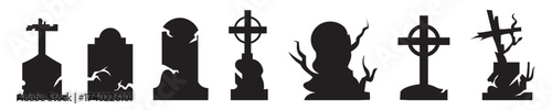 Tombstone icon in flat black solid vector set . Rip grave outline vector icon . eps 10