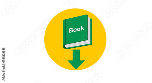 Vector art of book download icon for website and mobile app