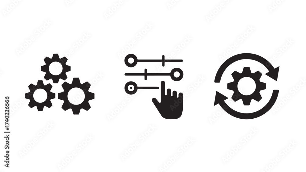 Obraz premium Set of settings icons simple flat vector design elements for web and mobile apps isolated on white background