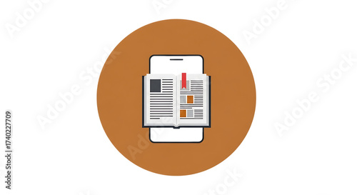 Vector art of online book on smartphone